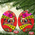 Personalised Hawaii Christmas Ceramic Ornament Hula Girl Hibiscus With Hawaiian Style Tribal Fabric Patchwork LT03 Oval Red - Polynesian Pride