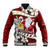 Tahiti Christmas Baseball Jacket Tiare Flowers and Pomarea Nigra with Polynesian Pattern LT03 Unisex Red - Polynesian Pride