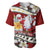 Tahiti Christmas Baseball Jersey Tiare Flowers and Pomarea Nigra with Polynesian Pattern LT03 Red - Polynesian Pride