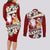 Tahiti Christmas Couples Matching Long Sleeve Bodycon Dress and Long Sleeve Button Shirt Tiare Flowers and Pomarea Nigra with Polynesian Pattern LT03 - Polynesian Pride