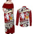 Tahiti Christmas Couples Matching Off Shoulder Maxi Dress and Long Sleeve Button Shirt Tiare Flowers and Pomarea Nigra with Polynesian Pattern LT03 - Polynesian Pride