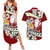 Tahiti Christmas Couples Matching Summer Maxi Dress and Hawaiian Shirt Tiare Flowers and Pomarea Nigra with Polynesian Pattern LT03 Red - Polynesian Pride