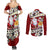 Tahiti Christmas Couples Matching Summer Maxi Dress and Long Sleeve Button Shirt Tiare Flowers and Pomarea Nigra with Polynesian Pattern LT03 - Polynesian Pride