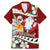 Tahiti Christmas Family Matching Mermaid Dress and Hawaiian Shirt Tiare Flowers and Pomarea Nigra with Polynesian Pattern LT03 Dad's Shirt - Short Sleeve Red - Polynesian Pride