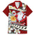 Tahiti Christmas Family Matching Puletasi Dress and Hawaiian Shirt Tiare Flowers and Pomarea Nigra with Polynesian Pattern LT03 Dad's Shirt - Short Sleeve Red - Polynesian Pride