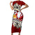 Tahiti Christmas Family Matching Short Sleeve Bodycon Dress and Hawaiian Shirt Tiare Flowers and Pomarea Nigra with Polynesian Pattern LT03 Mom's Dress Red - Polynesian Pride