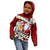 Tahiti Christmas Kid Hoodie Tiare Flowers and Pomarea Nigra with Polynesian Pattern LT03 - Polynesian Pride