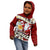 Tahiti Christmas Kid Hoodie Tiare Flowers and Pomarea Nigra with Polynesian Pattern LT03 - Polynesian Pride