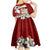 Tahiti Christmas Kid Short Sleeve Dress Tiare Flowers and Pomarea Nigra with Polynesian Pattern LT03 - Polynesian Pride