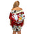 Tahiti Christmas Off Shoulder Short Dress Tiare Flowers and Pomarea Nigra with Polynesian Pattern LT03 - Polynesian Pride