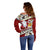 Tahiti Christmas Off Shoulder Sweater Tiare Flowers and Pomarea Nigra with Polynesian Pattern LT03 - Polynesian Pride