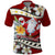 Tahiti Christmas Polo Shirt Tiare Flowers and Pomarea Nigra with Polynesian Pattern LT03 Red - Polynesian Pride