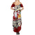 Tahiti Christmas Summer Maxi Dress Tiare Flowers and Pomarea Nigra with Polynesian Pattern LT03 - Polynesian Pride