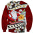 Tahiti Christmas Sweatshirt Tiare Flowers and Pomarea Nigra with Polynesian Pattern LT03 - Polynesian Pride