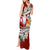 Tahiti Christmas Tank Maxi Dress Tiare Flowers and Pomarea Nigra with Polynesian Pattern LT03 - Polynesian Pride