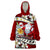 Tahiti Christmas Wearable Blanket Hoodie Tiare Flowers and Pomarea Nigra with Polynesian Pattern LT03 One Size Red - Polynesian Pride