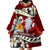 Tahiti Christmas Wearable Blanket Hoodie Tiare Flowers and Pomarea Nigra with Polynesian Pattern LT03 - Polynesian Pride