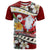 Personalised Tahiti Christmas T Shirt Tiare Flowers and Pomarea Nigra with Polynesian Pattern LT03 Red - Polynesian Pride