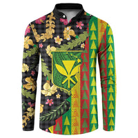 Hawaiian Tropical Plants Lei Button Sweatshirt Kanaka Maoli Tribal with Palaka Motifs LT03 Multicolor - Polynesian Pride