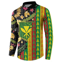 Hawaiian Tropical Plants Lei Button Sweatshirt Kanaka Maoli Tribal with Palaka Motifs LT03 - Polynesian Pride