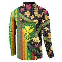 Hawaiian Tropical Plants Lei Button Sweatshirt Kanaka Maoli Tribal with Palaka Motifs LT03 - Polynesian Pride