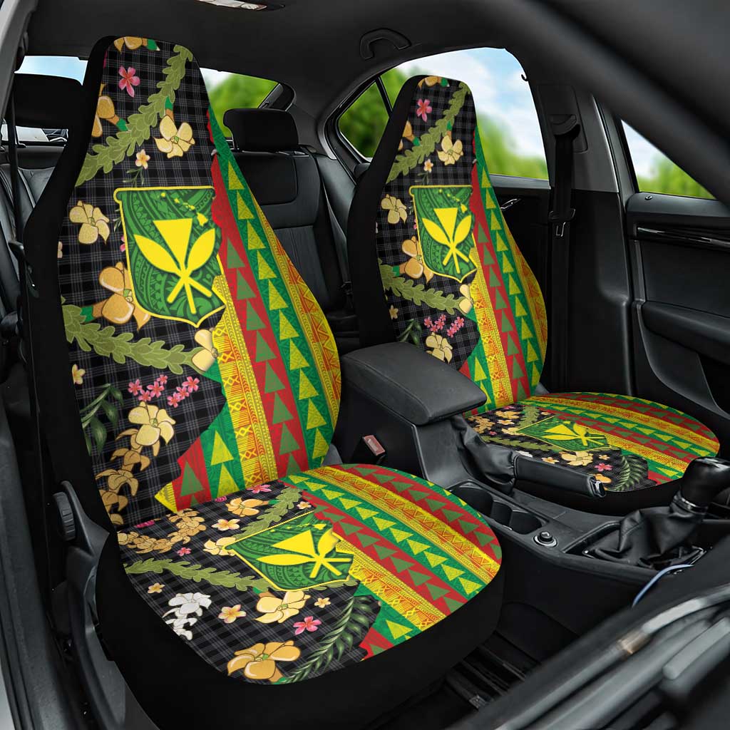Hawaiian Tropical Plants Lei Car Seat Cover Kanaka Maoli Tribal with Palaka Motifs LT03 One Size Multicolor - Polynesian Pride