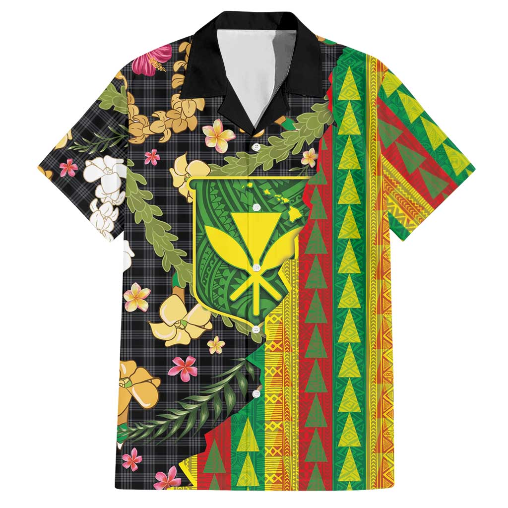Hawaiian Tropical Plants Lei Hawaiian Shirt Kanaka Maoli Tribal with Palaka Motifs LT03 Multicolor - Polynesian Pride