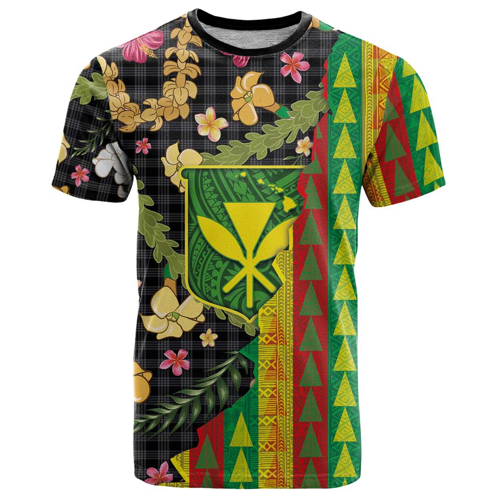 Hawaiian Tropical Plants Lei T Shirt Kanaka Maoli Tribal with Palaka Motifs LT03 Multicolor - Polynesian Pride