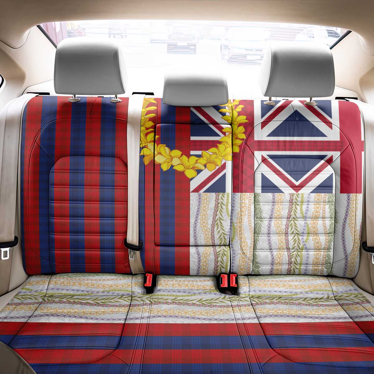 Hawaiian Tropical Plants Lei Back Car Seat Cover National Flag Style LT03 - Polynesian Pride