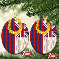 Hawaiian Tropical Plants Lei Ceramic Ornament National Flag Style LT03 Oval Multicolor - Polynesian Pride