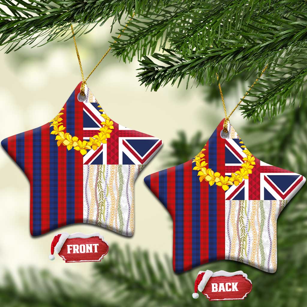 Hawaiian Tropical Plants Lei Ceramic Ornament National Flag Style LT03 Star Multicolor - Polynesian Pride