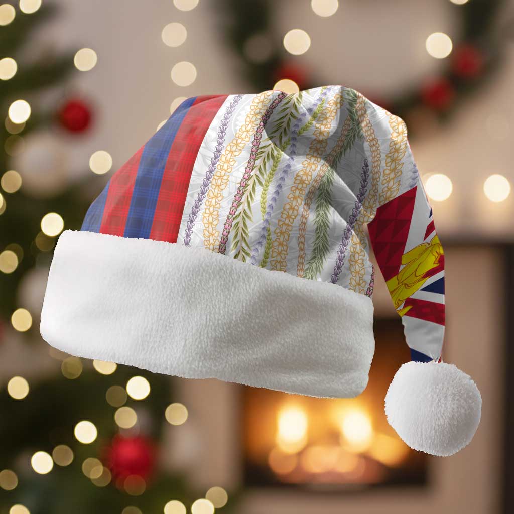 Hawaiian Tropical Plants Lei Christmas Santa Hat National Flag Style LT03 Without Fur Multicolor - Polynesian Pride