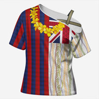 Hawaiian Tropical Plants Lei Cross Shoulder Shirt National Flag Style LT03 Female Multicolor - Polynesian Pride
