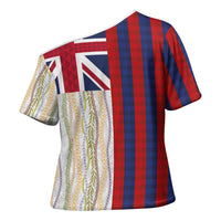 Hawaiian Tropical Plants Lei Cross Shoulder Shirt National Flag Style LT03 - Polynesian Pride