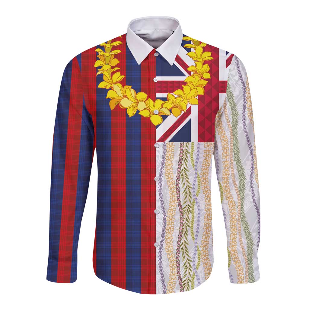 Hawaiian Tropical Plants Lei Long Sleeve Button Shirt National Flag Style LT03 Unisex Multicolor - Polynesian Pride