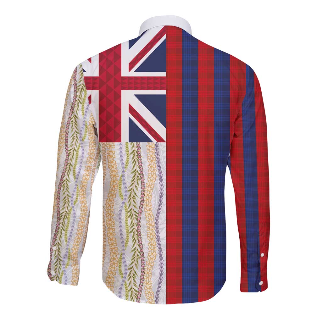 Hawaiian Tropical Plants Lei Long Sleeve Button Shirt National Flag Style LT03 - Polynesian Pride