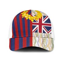 Hawaiian Tropical Plants Lei Mesh Trucker Cap National Flag Style LT03 One Size White Multicolor - Polynesian Pride