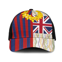 Hawaiian Tropical Plants Lei Mesh Trucker Cap National Flag Style LT03 One Size Black Multicolor - Polynesian Pride