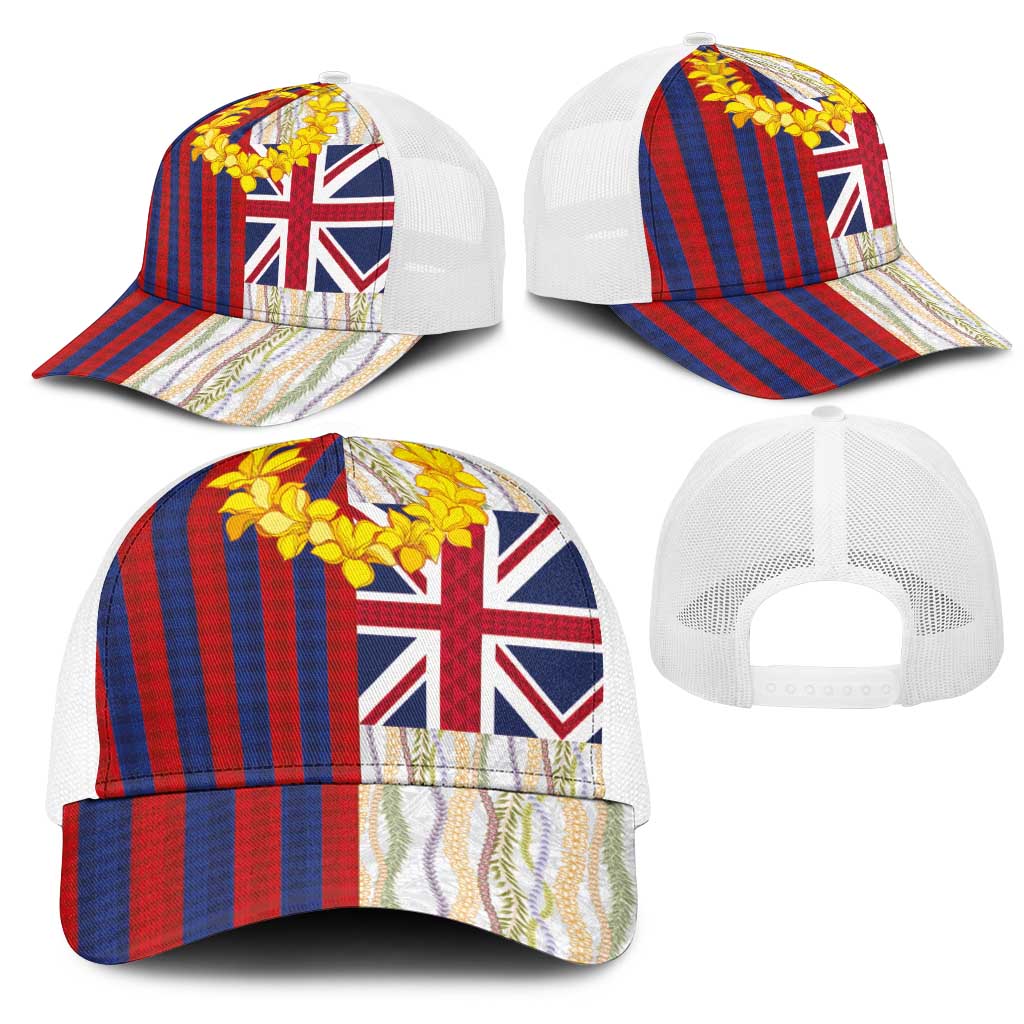 Hawaiian Tropical Plants Lei Mesh Trucker Cap National Flag Style LT03 - Polynesian Pride