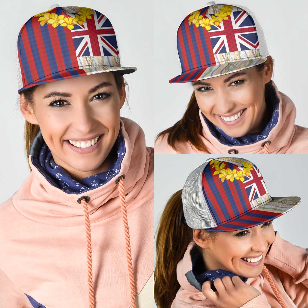 Hawaiian Tropical Plants Lei Mesh Trucker Cap National Flag Style LT03 - Polynesian Pride