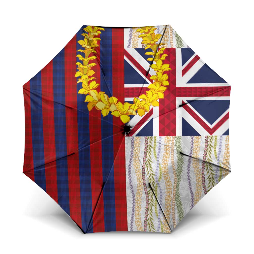 Hawaiian Tropical Plants Lei Umbrella National Flag Style LT03 One Size Folded 11.42 inch Opened Diameter 37.4 inch Multicolor - Polynesian Pride