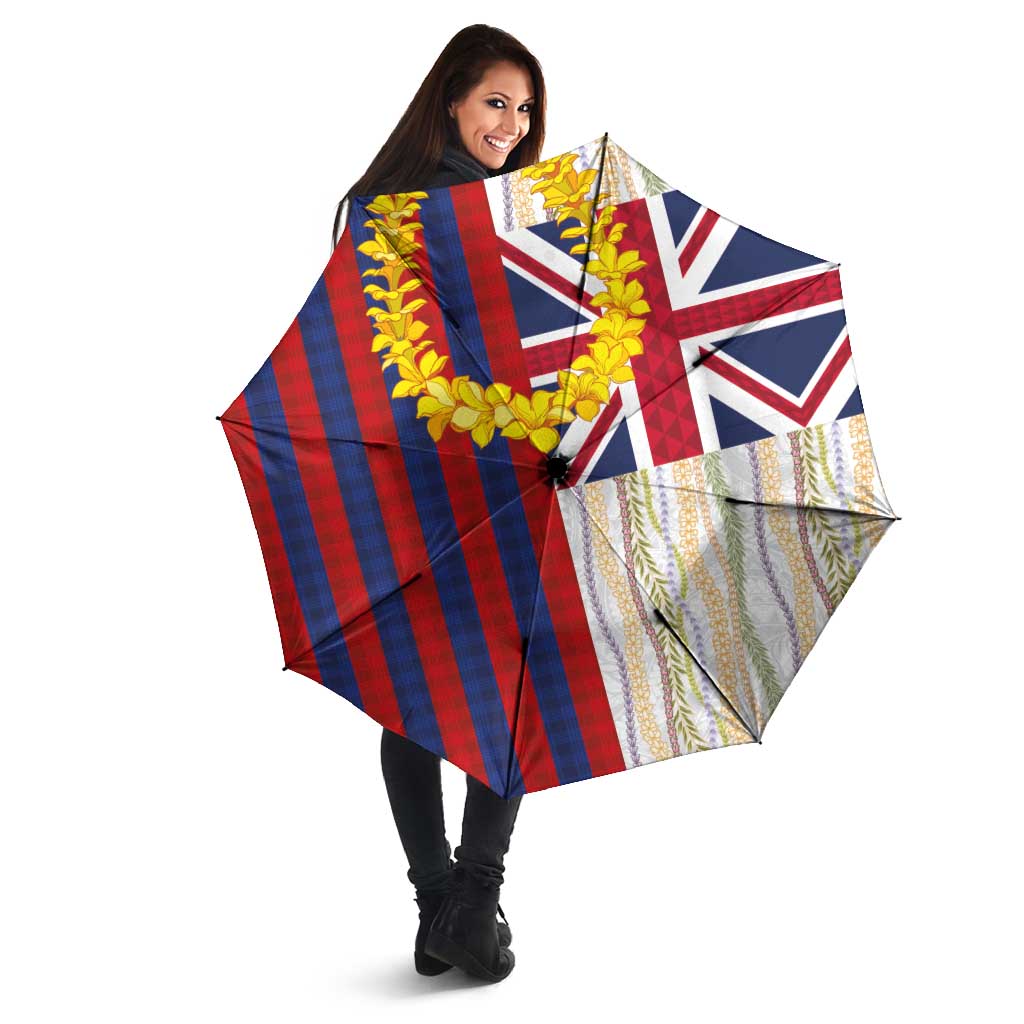 Hawaiian Tropical Plants Lei Umbrella National Flag Style LT03 - Polynesian Pride