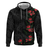 Hawaiian Kakau Art Hoodie Taro Leaves with Ohia Lehua and Pakala Pattern LT03 Pullover Hoodie Black - Polynesian Pride