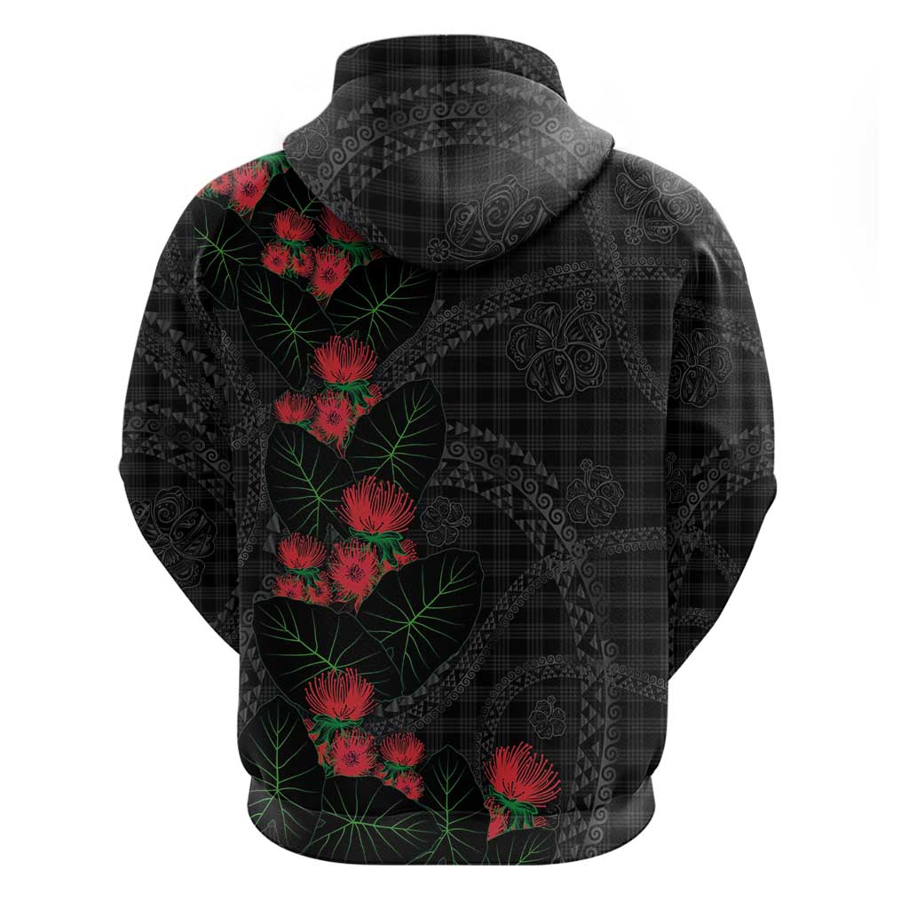 Hawaiian Kakau Art Hoodie Taro Leaves with Ohia Lehua and Pakala Pattern LT03 - Polynesian Pride
