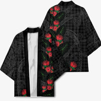 Hawaiian Kakau Art Kimono Taro Leaves with Ohia Lehua and Pakala Pattern LT03 - Polynesian Pride