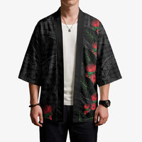 Hawaiian Kakau Art Kimono Taro Leaves with Ohia Lehua and Pakala Pattern LT03 - Polynesian Pride