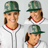 Hawaiian Art Flower Tribal with Lei Baseball Net Cap Palaka Pattern Green Color LT03 - Polynesian Pride