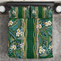 Hawaiian Art Flower Tribal with Lei Bedding Set Palaka Pattern Green Color LT03 Green - Polynesian Pride