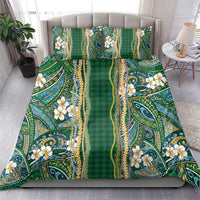Hawaiian Art Flower Tribal with Lei Bedding Set Palaka Pattern Green Color LT03 - Polynesian Pride