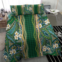 Hawaiian Art Flower Tribal with Lei Bedding Set Palaka Pattern Green Color LT03 - Polynesian Pride